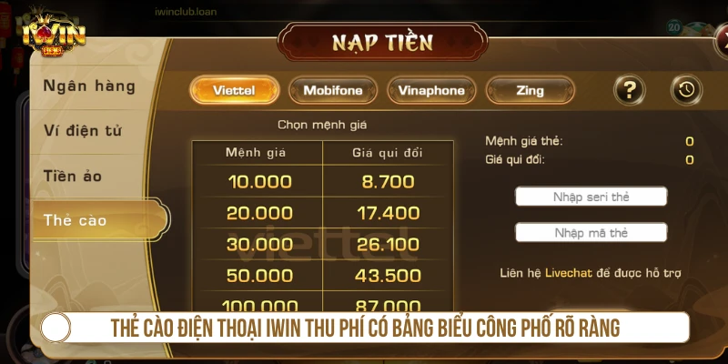 Nạp Tiền IWIN – Hướng Dẫn Giao Dịch Nhanh & Đúng Cách Lưu ý khi nạp tiền IWIN bằng thẻ cào điện thoại